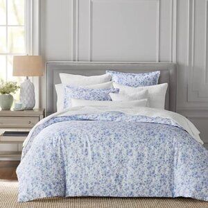 Sky Blue Meadow Collection FULL / QUEEN Duvet Cover & Shams Set Blue / White